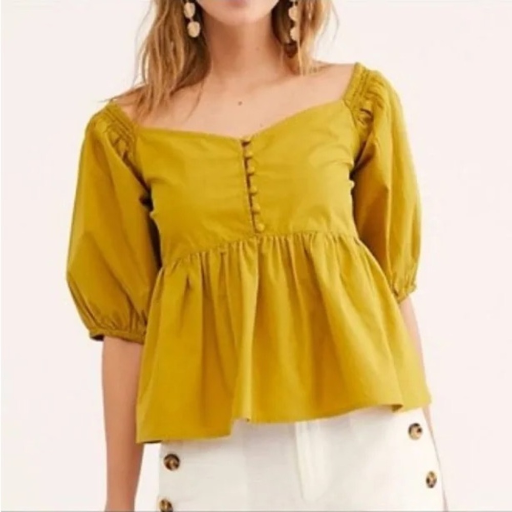 FREE PEOPLE Mustard color blouse